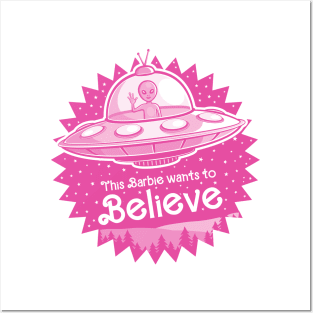 Pink Alien Wants to Believe Posters and Art